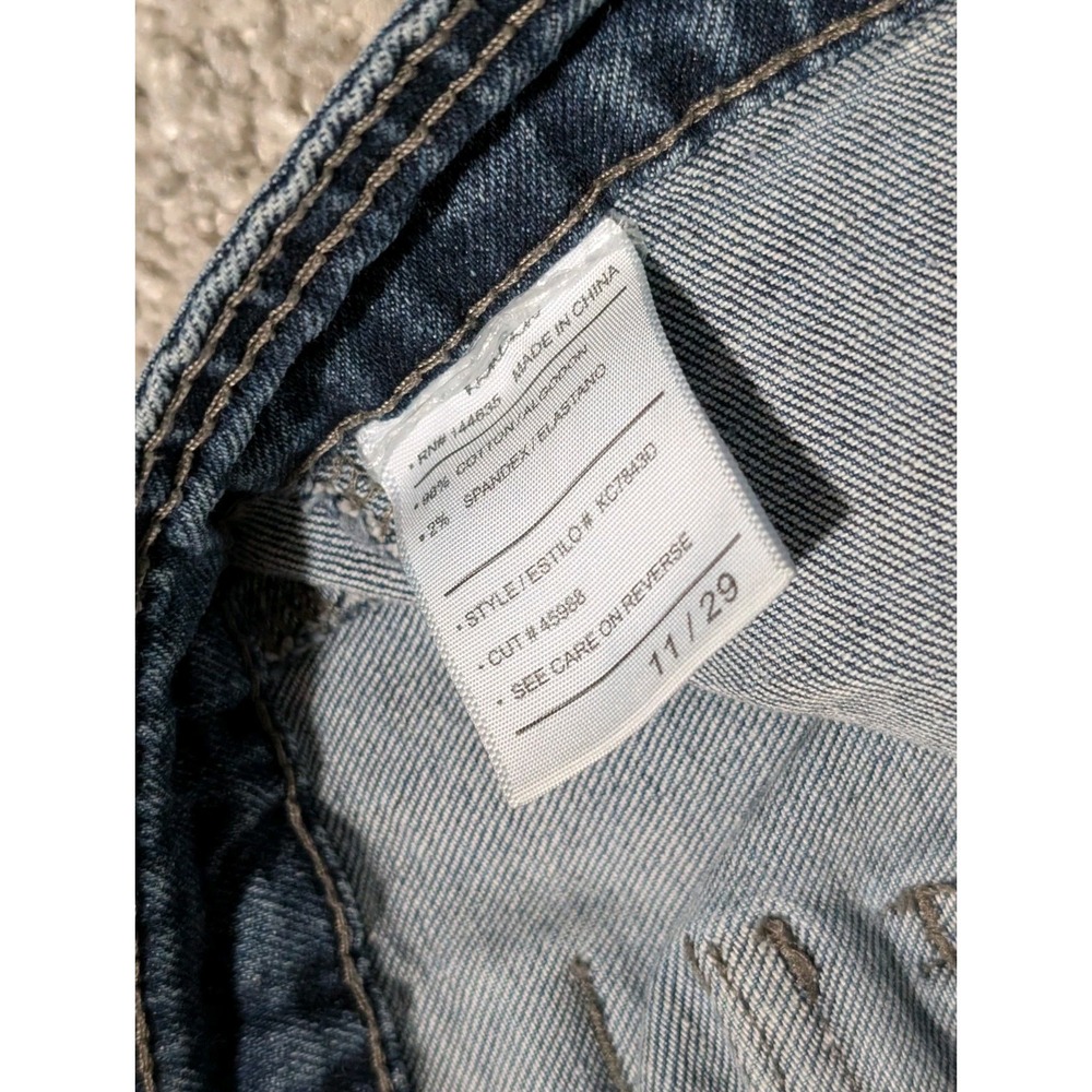 KanCan High Rise Cargo Jeans Womens Size 11/29, Patch Work Denim Baggy - Picture 9 of 10